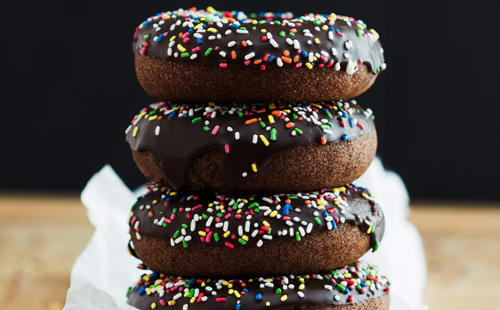 Chocolate Ganache Glazed Chocolate Donuts