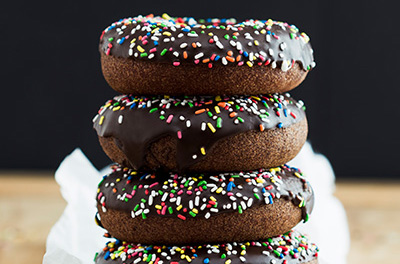 Chocolate Ganache Glazed Chocolate Donuts